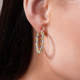 One Row Diamond Cut Gold Ball Earrings