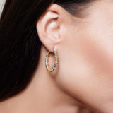 One Row Diamond Cut Gold Ball Earrings