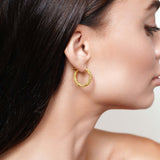 One Row Diamond Cut Gold Ball Earrings