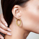 One Row Diamond Cut Gold Ball Earrings