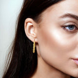 One Row Diamond Cut Gold Ball Earrings