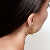 One Row Diamond Cut Gold Ball Earrings