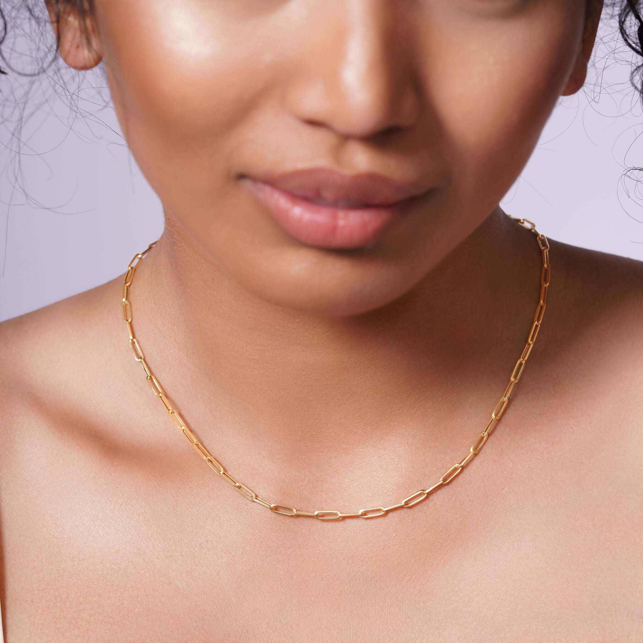 Lightweight Gold Paper Clip Chain