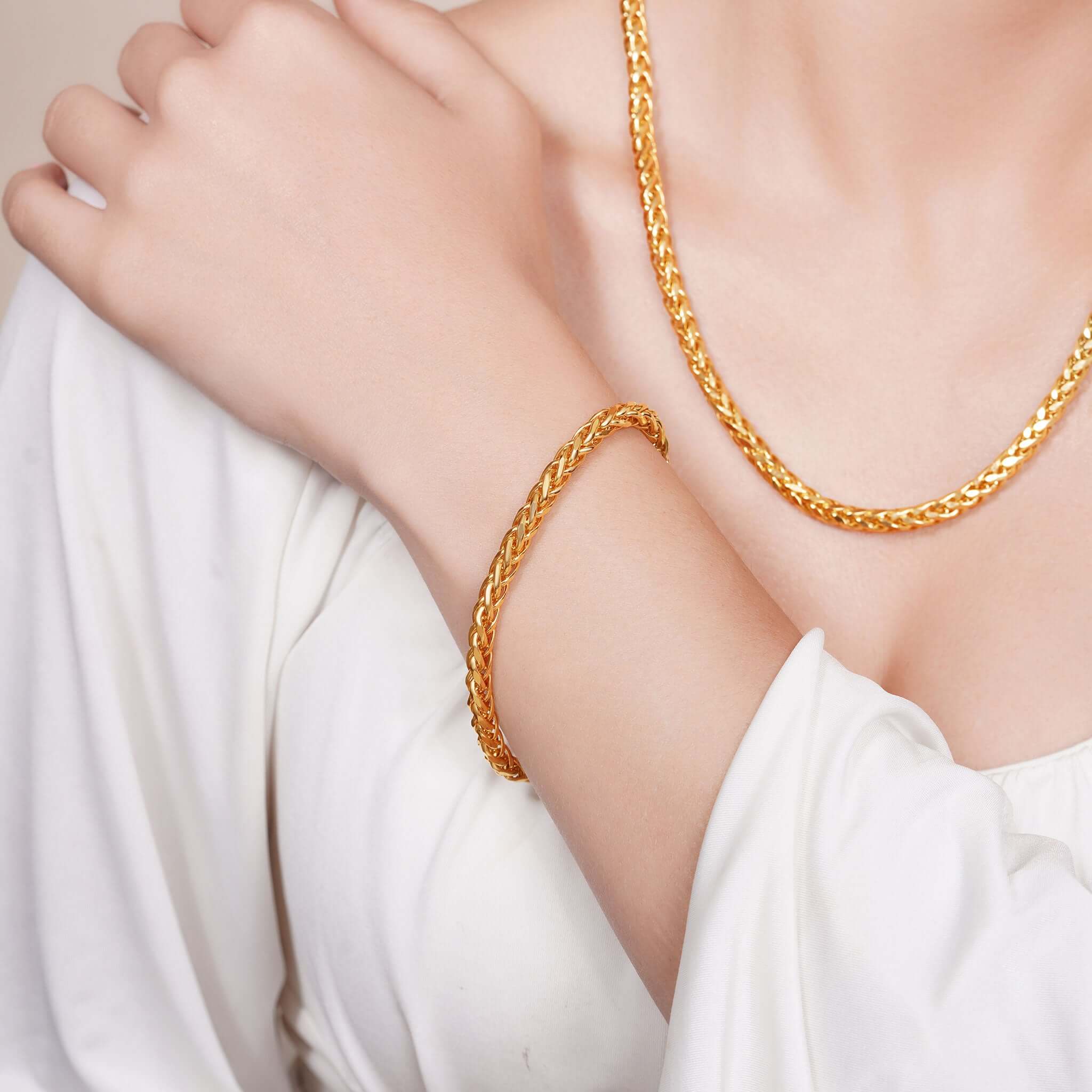 Lightweight Wheat Gold Bracelet