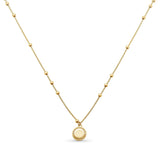 Small Round Gold Charm Pendant With Ball Chain