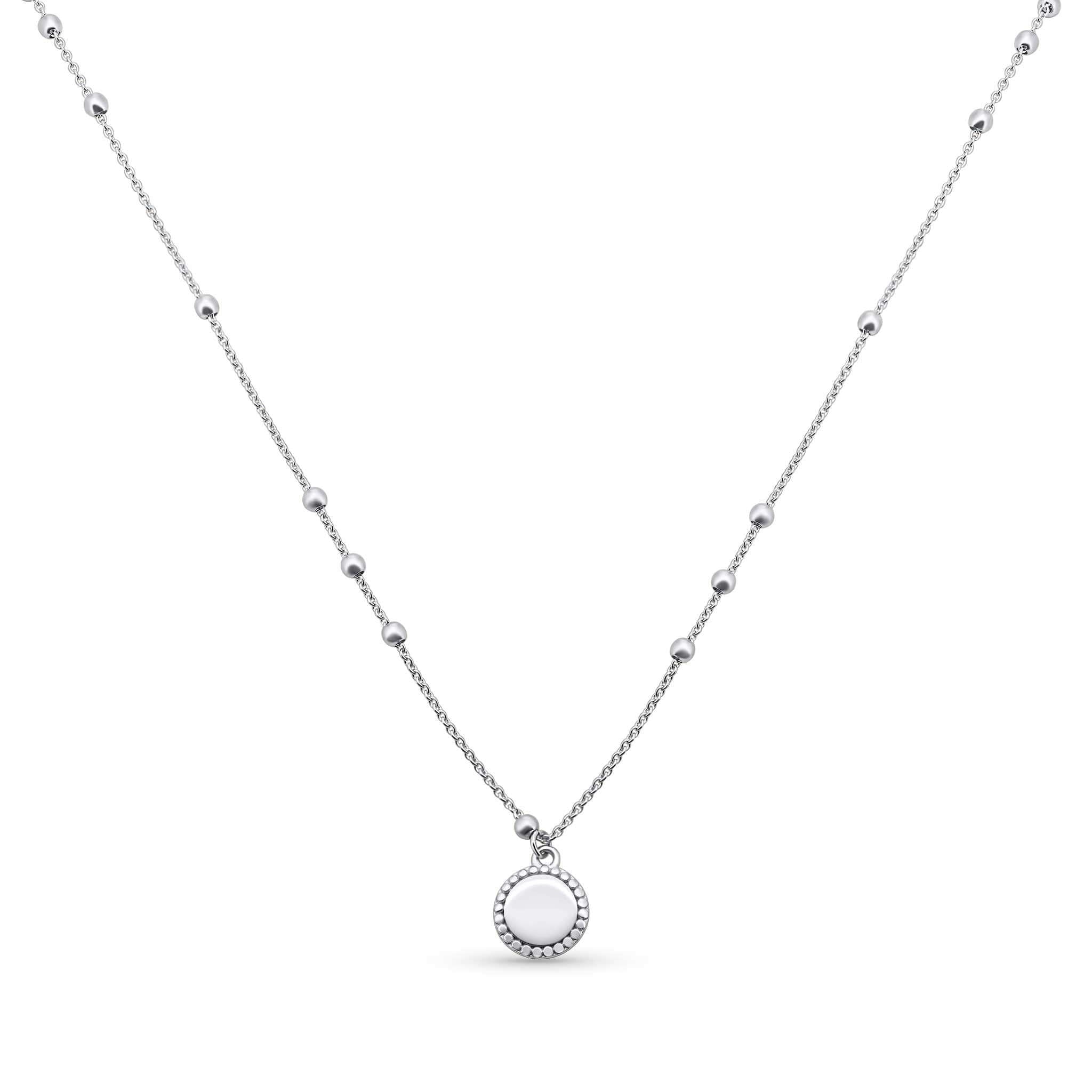 Small Round Gold Charm Pendant With Ball Chain