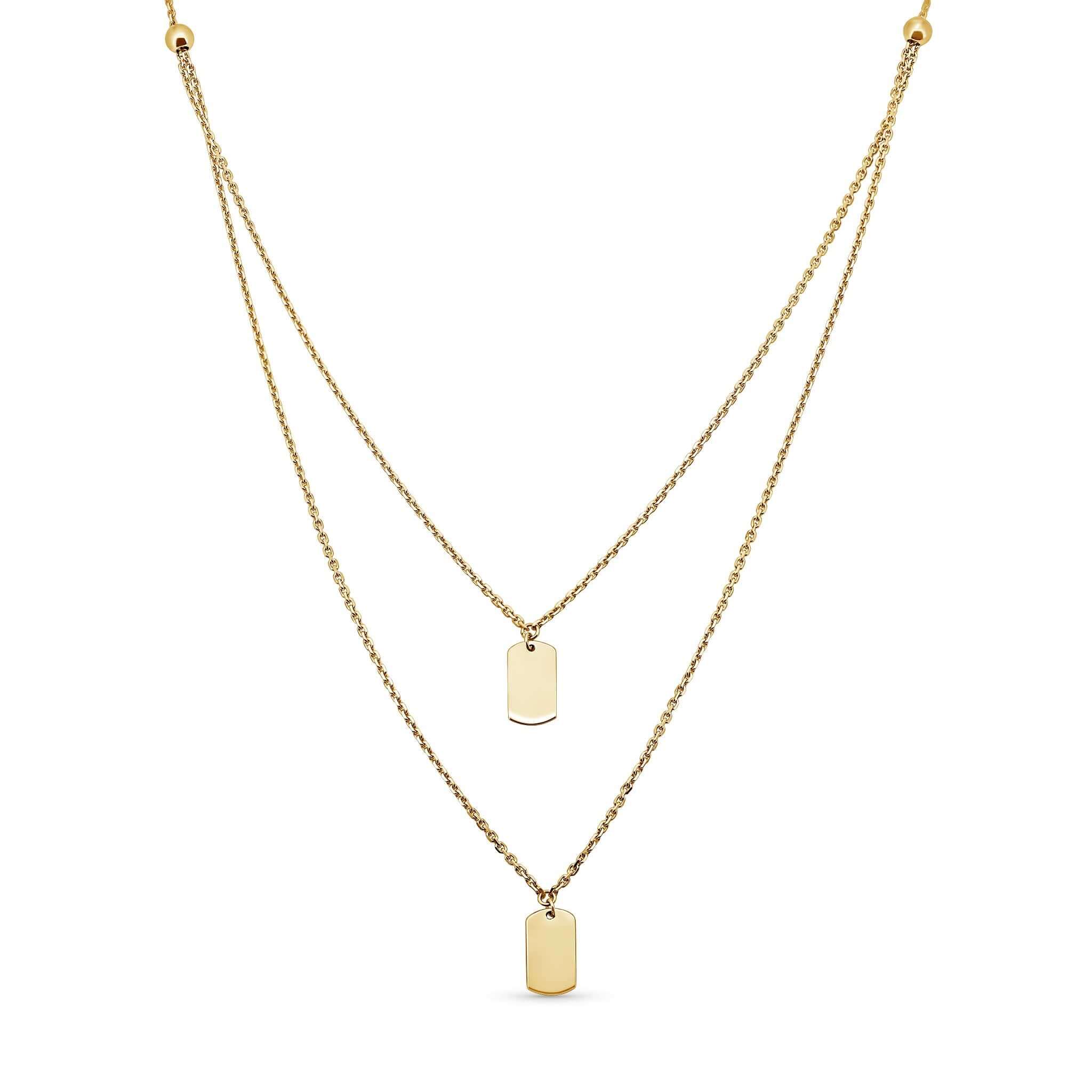 Adjustable Layered Double Tag Gold Necklace