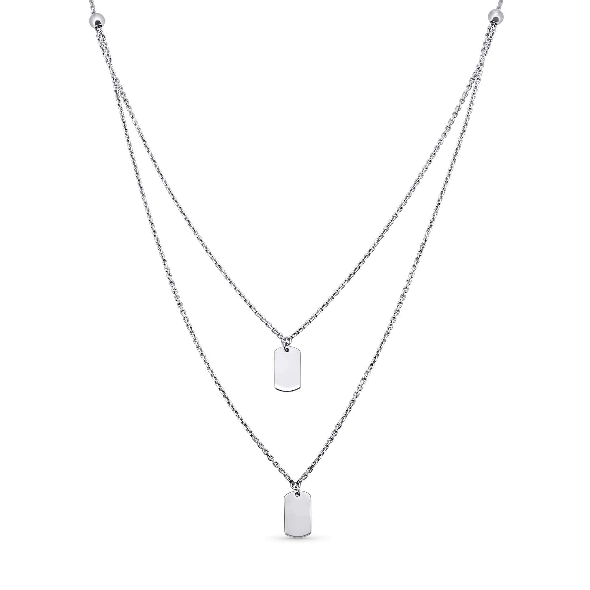 Adjustable Layered Double Tag Gold Necklace