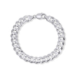 Men's solid 14K white gold curb bracelet featuring a classic link design, ideal for daily wear or special occasions.