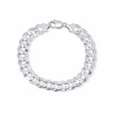 Men's 14K solid gold curb bracelet in white gold, featuring a classic link design for elegance and durability.
