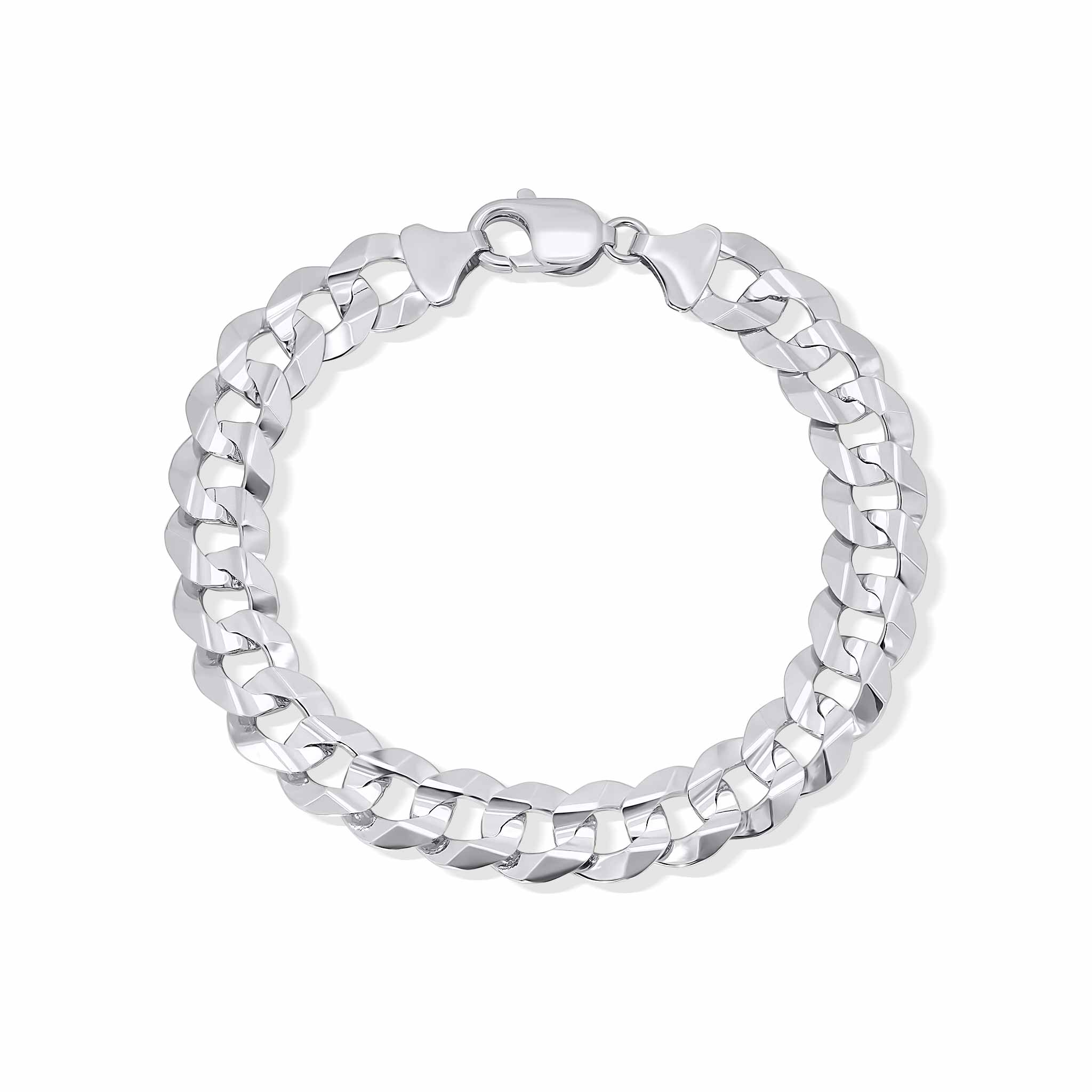 Men's 14K solid gold curb bracelet in white gold, featuring a classic link design for elegance and durability.