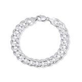 Men's 14K white gold curb bracelet showcasing a classic link design, perfect for daily wear or special occasions.