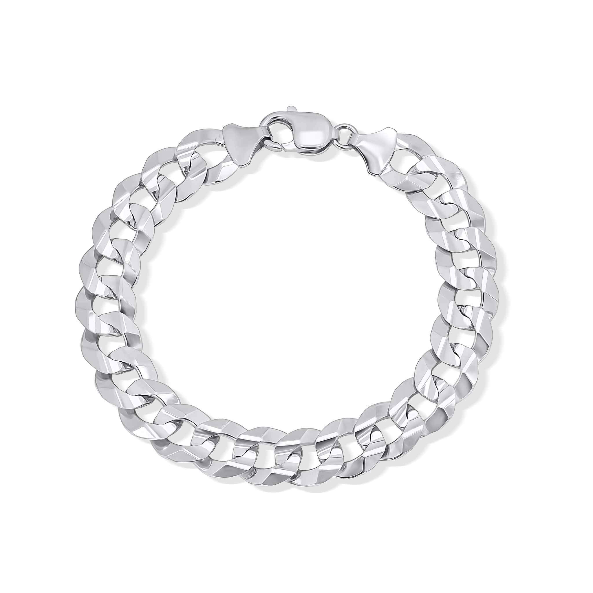 Men's 14K white gold curb bracelet showcasing a classic link design, perfect for daily wear or special occasions.