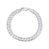 Men's solid gold curb bracelet in white gold featuring a classic curb link design and durable clasp.