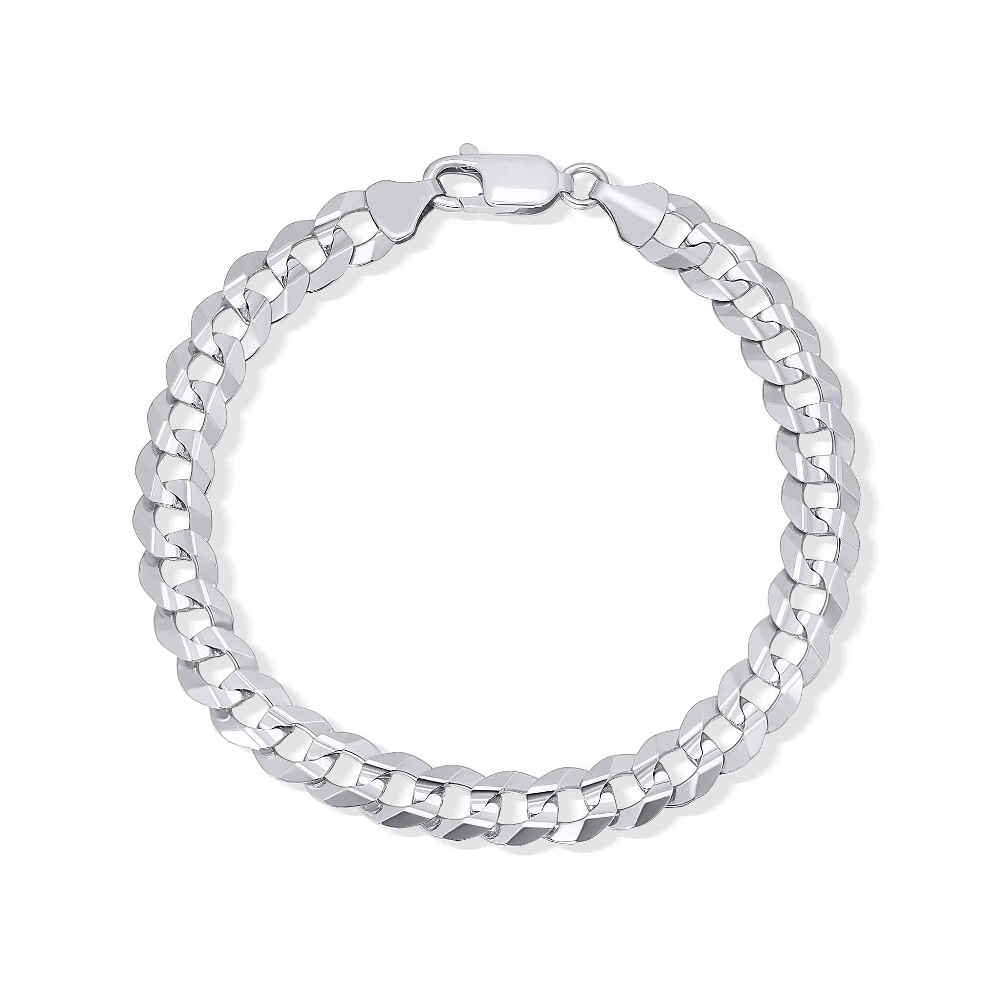 Men's solid gold curb bracelet in white gold featuring a classic curb link design and durable clasp.
