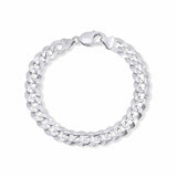 14K solid gold curb bracelet in white gold with a classic link design, perfect for men’s everyday wear.