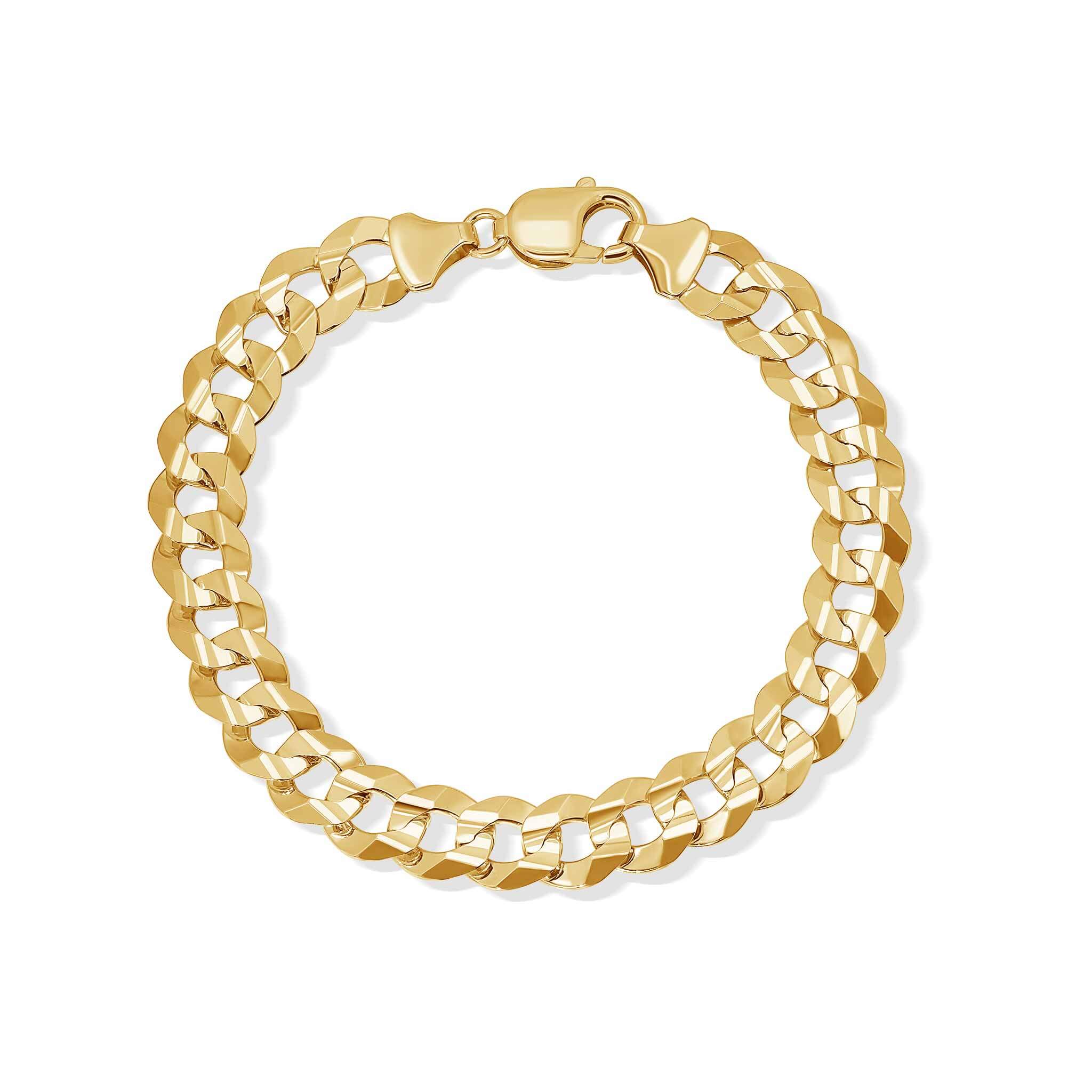 Men's solid gold curb bracelet crafted in 14K gold, featuring a classic curb link design.