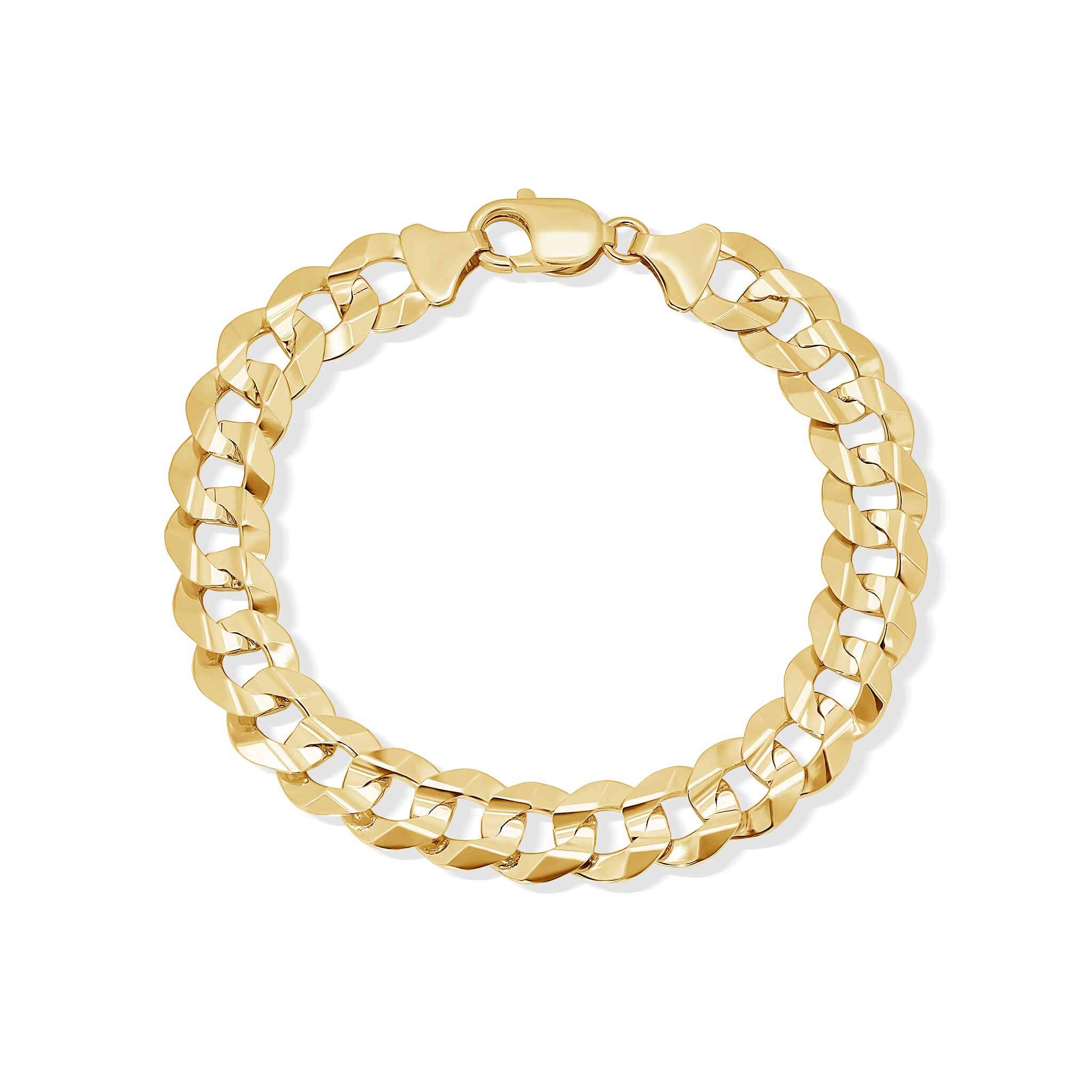 Men's 14K solid gold curb bracelet featuring a classic link design, perfect for daily wear or special occasions.