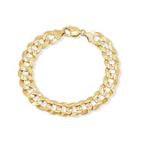 Men's solid gold curb bracelet in 14K yellow gold, featuring a classic link design for timeless elegance.