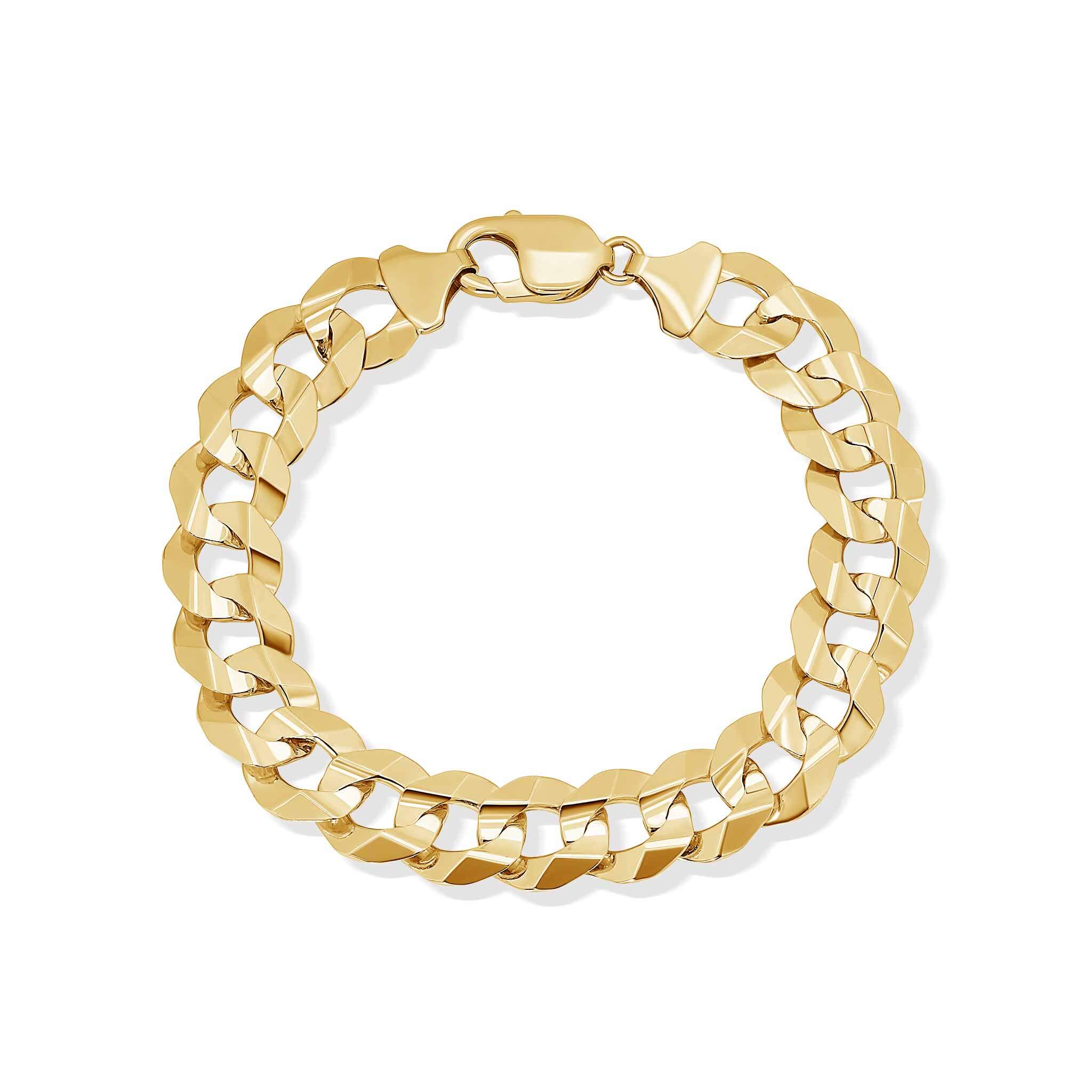 Men's solid gold curb bracelet in 14K gold, showcasing a classic curb link design for a timeless look.
