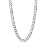 Men's solid 14k white gold curb chain showcasing interlocking, shiny flattened links for timeless style.