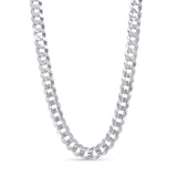 Men's Solid Gold Curb Chain in white gold, featuring interlocking flattened links for a sleek, stylish look.
