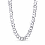 Men's solid 14k white gold curb chain necklace with interlocking links, showcasing strength and style.