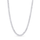 Men's solid white gold curb chain with interlocking links, showcasing a sleek and timeless design.