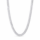 Men's Solid Gold Curb Chain in white gold, featuring interlocking, flattened links for a smooth and stylish look.