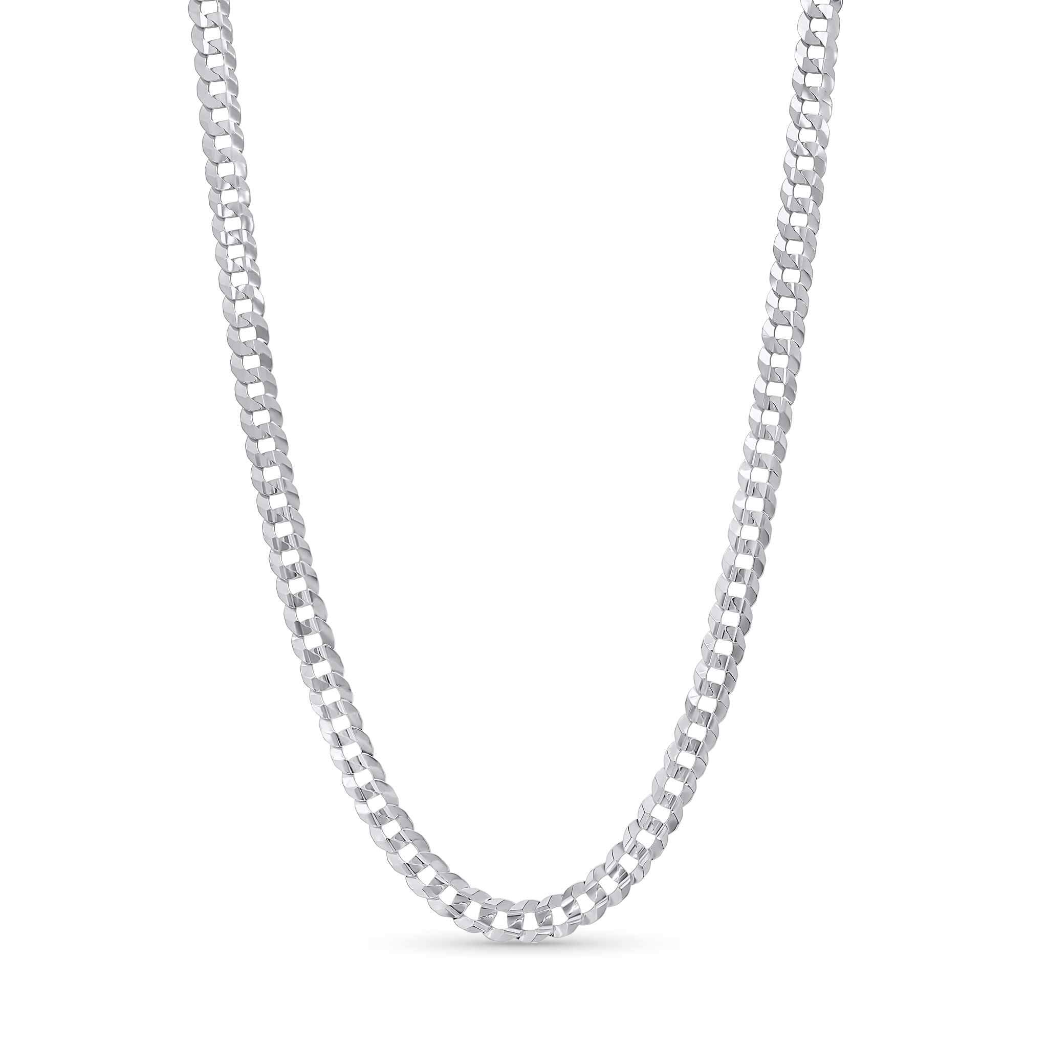 Men's solid gold curb chain in white gold, featuring interlocking links designed for strength and style.