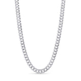 Men's solid 14k white gold curb chain with interlocking flattened links, designed for style and elegance.