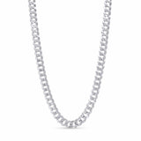 Men's Solid Gold Curb Chain in polished white gold, featuring interlocking flattened links for strength and style.