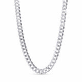 Men's Solid Gold Curb Chain in polished white gold, showcasing interlocking, flattened links for a sleek look.
