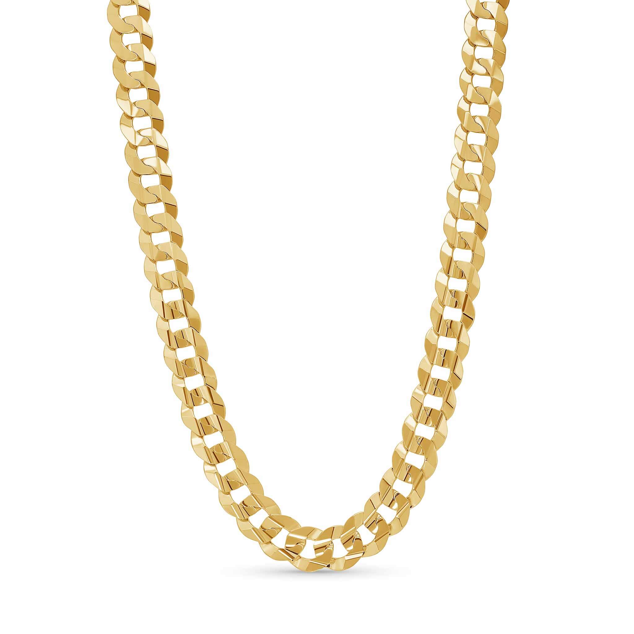 Men's Solid Gold Curb Chain in yellow gold, showcasing interlocking links with a sleek, polished finish.