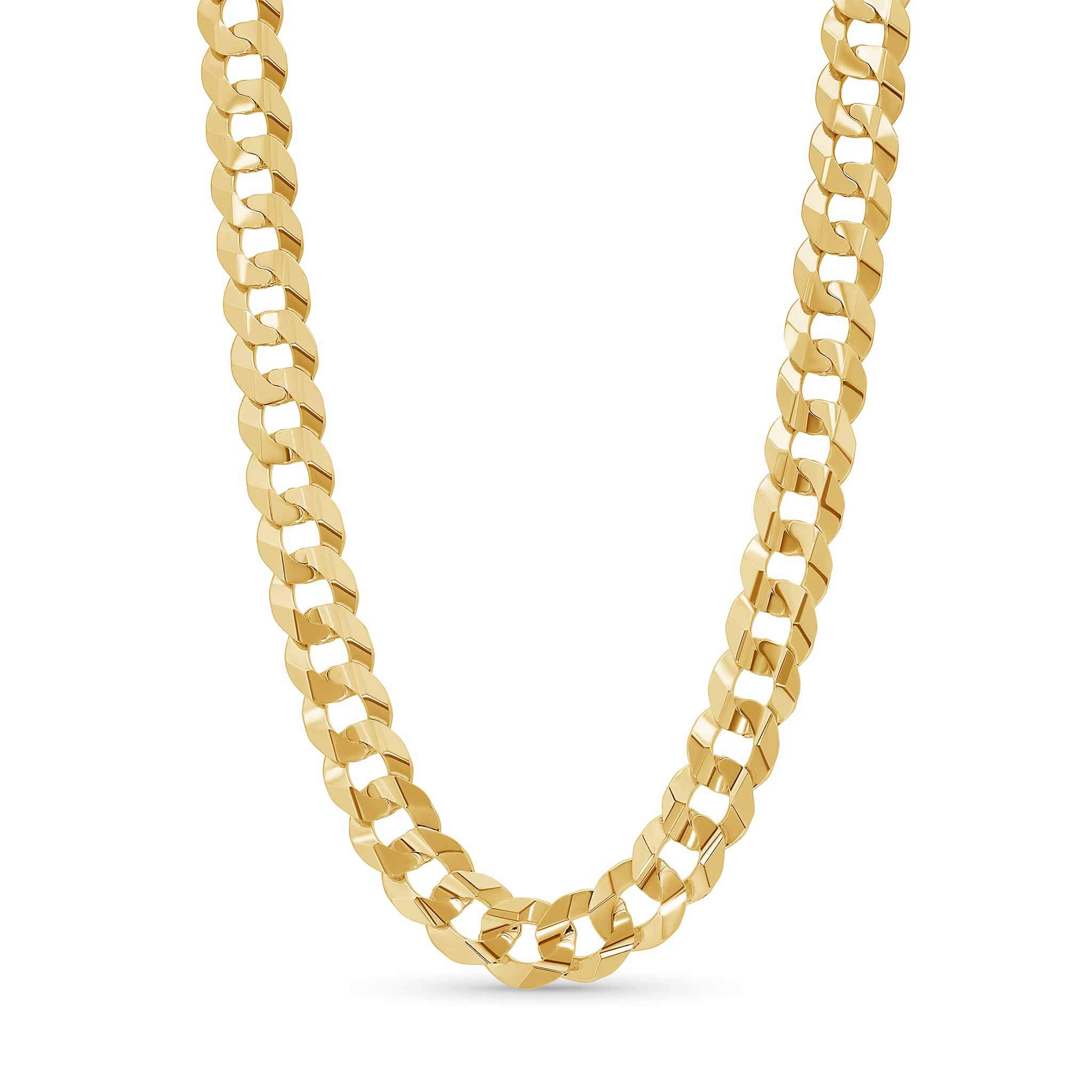 Men's Solid Gold Curb Chain in yellow gold, featuring interlocking, flattened links for a bold style.