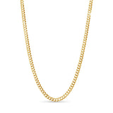 Men's Solid Gold Curb Chain in yellow gold with interlocking flattened links, showcasing strength and timeless style.