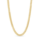 Men's Solid Gold Curb Chain in 14k yellow gold, featuring interlocking, flattened links for style and strength.