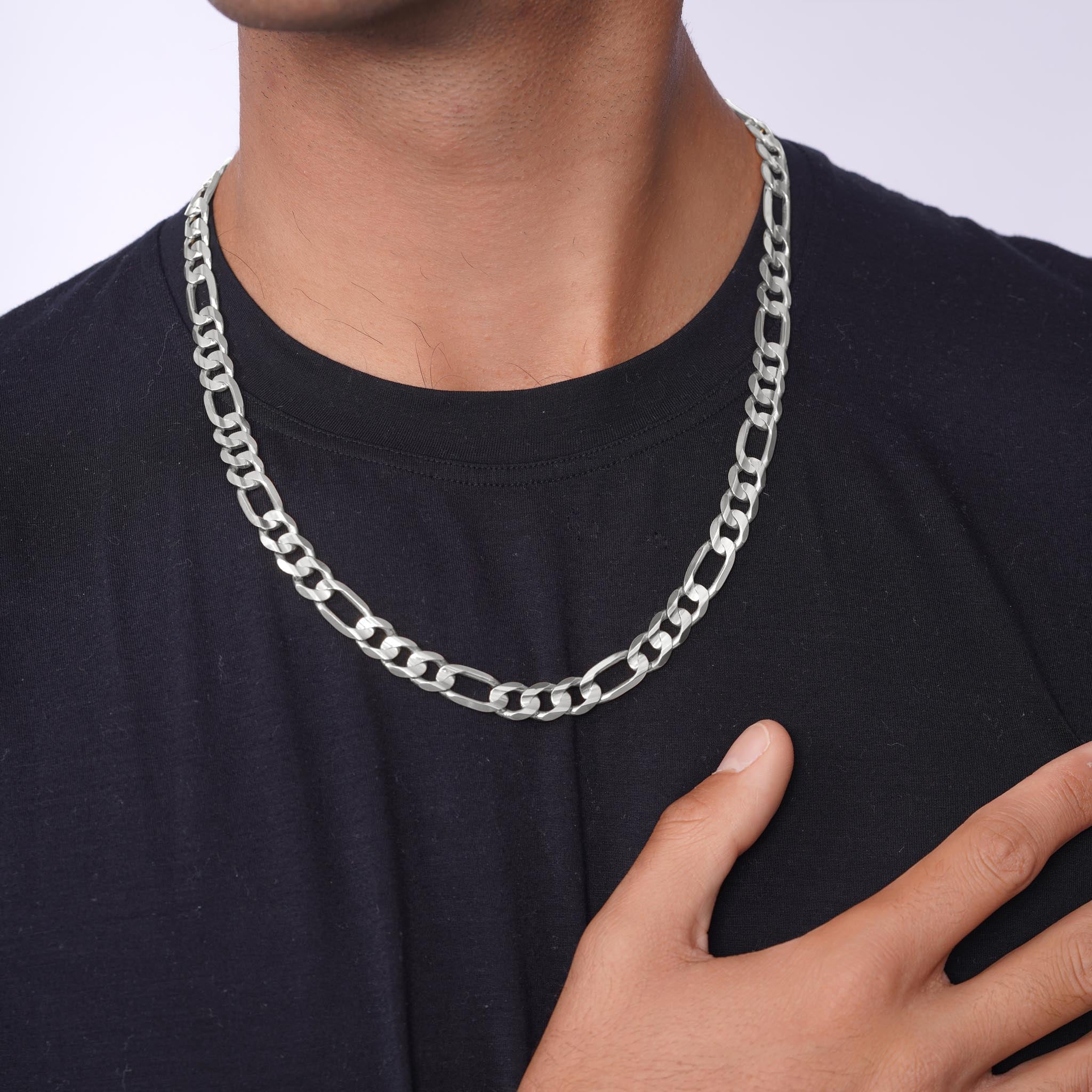 Men's Figaro White Gold Chain