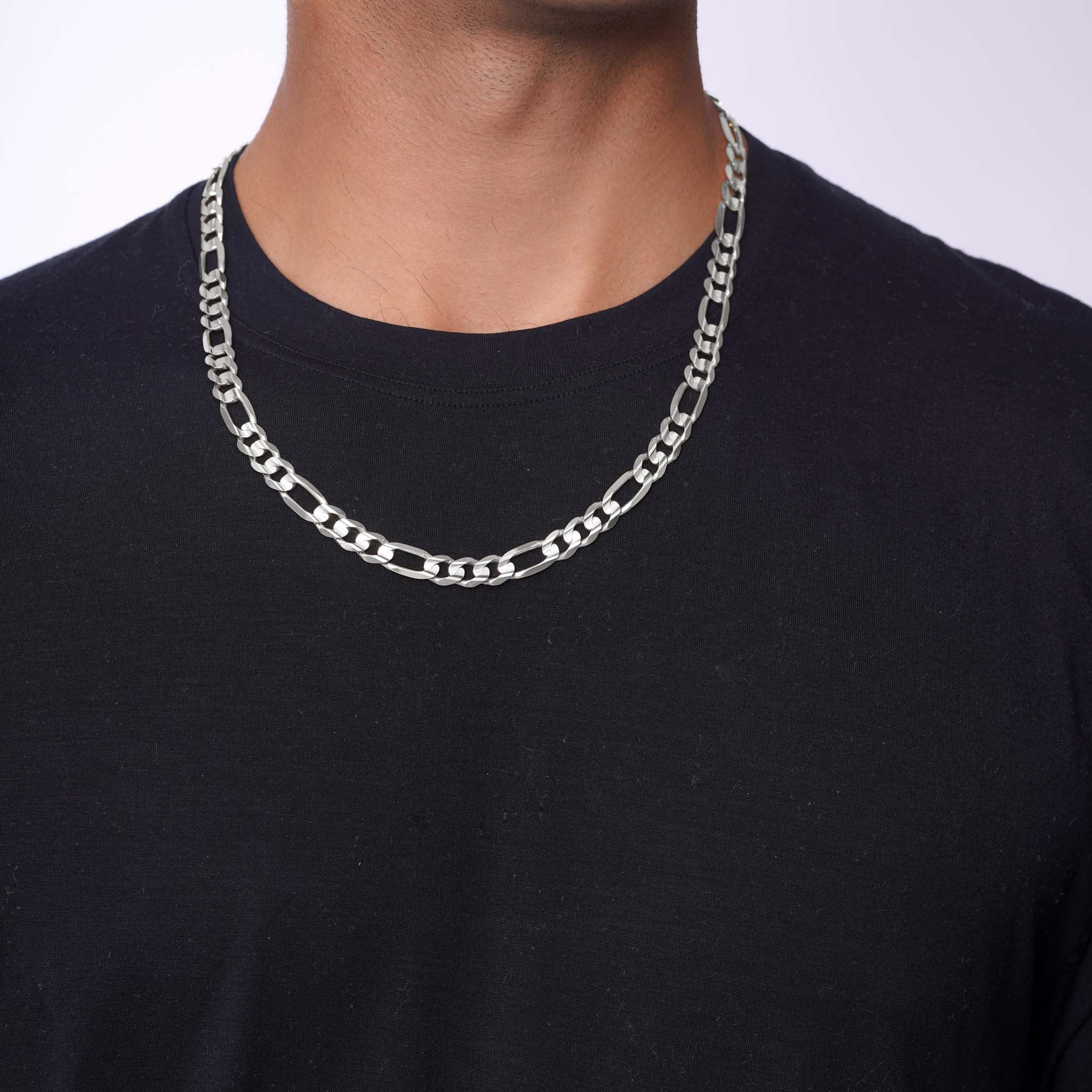 Men's Figaro White Gold Chain