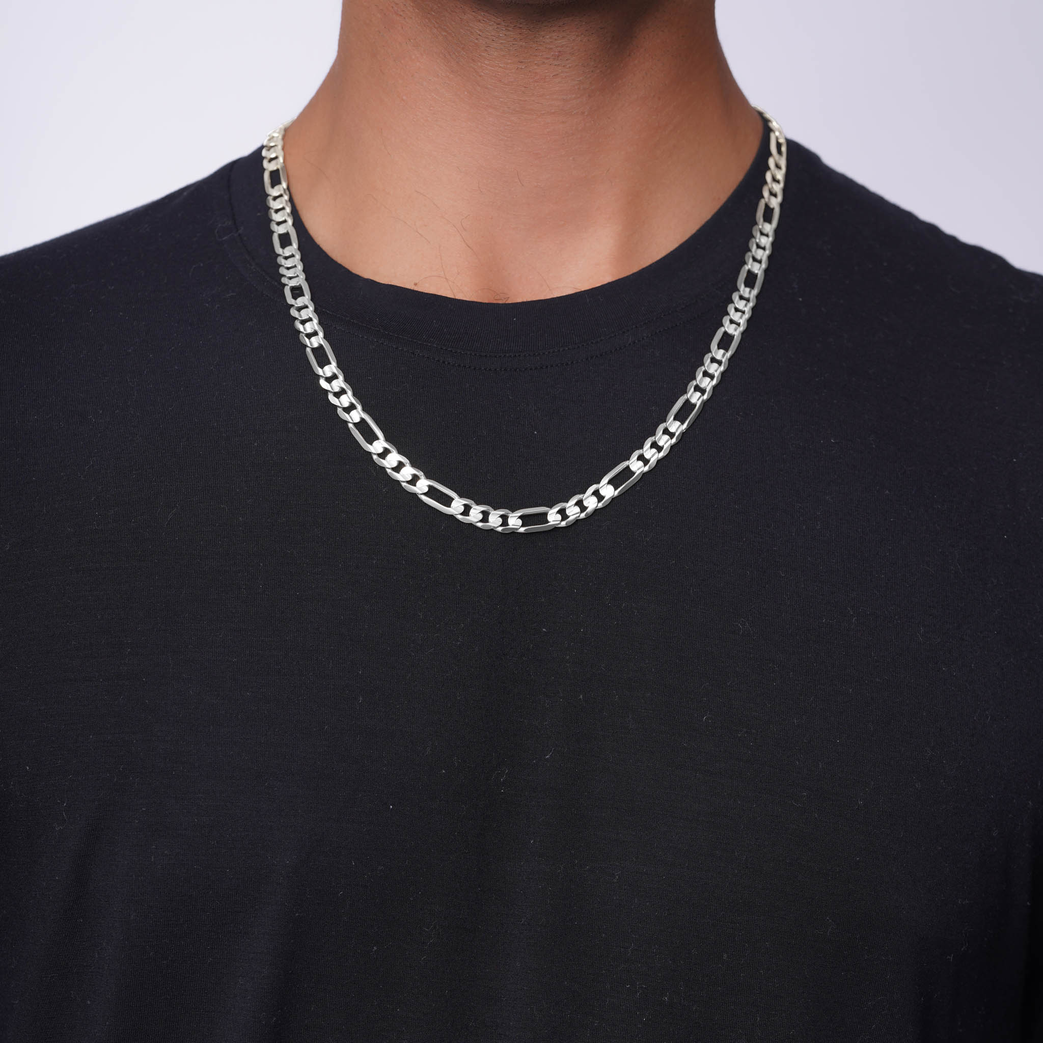 Men's Figaro White Gold Chain