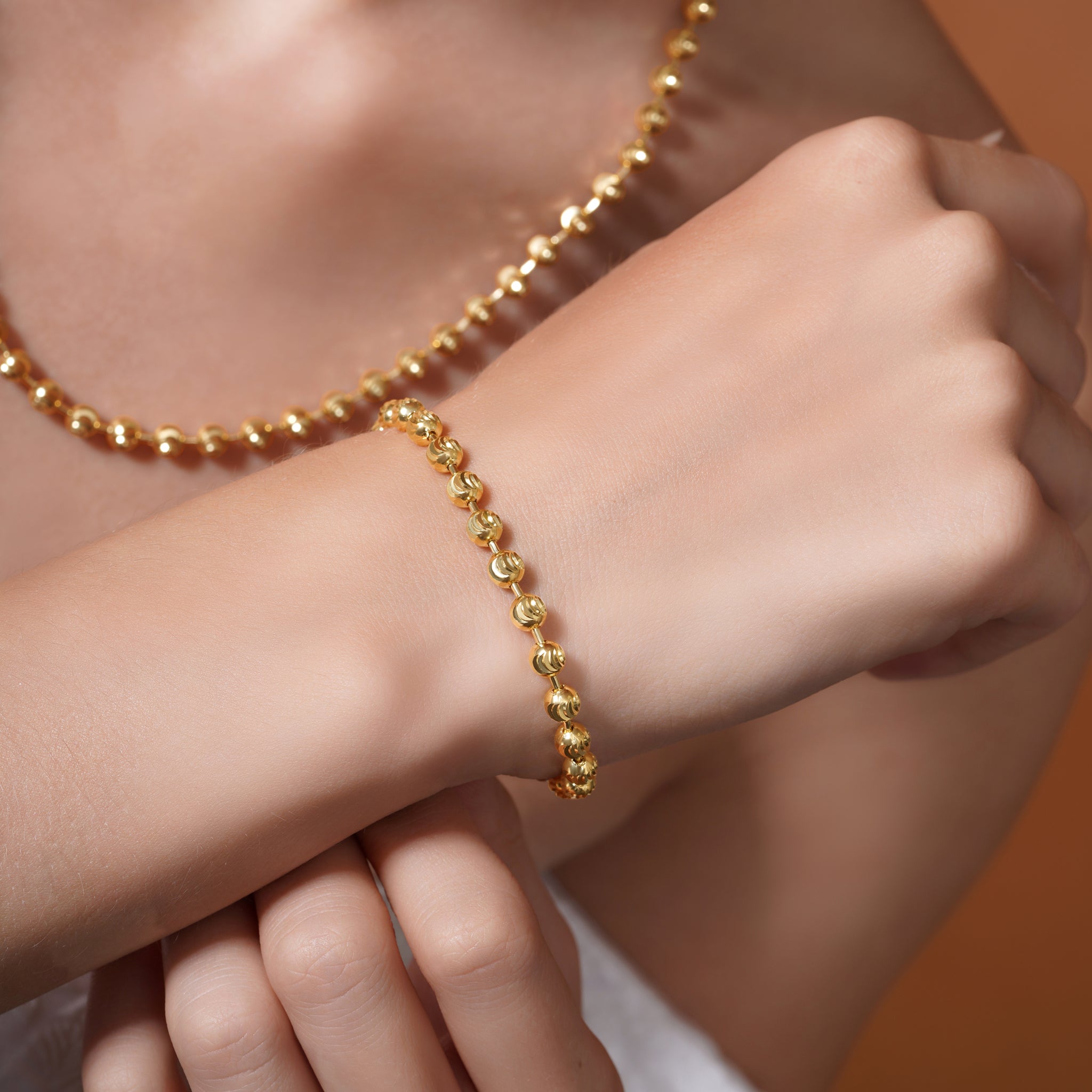 Moon Cut Gold Bead Bracelet
