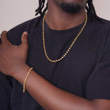 Men's Moon Cut Bead Gold Chain