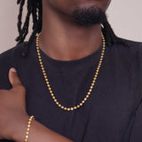 Men's Moon Cut Bead Gold Chain