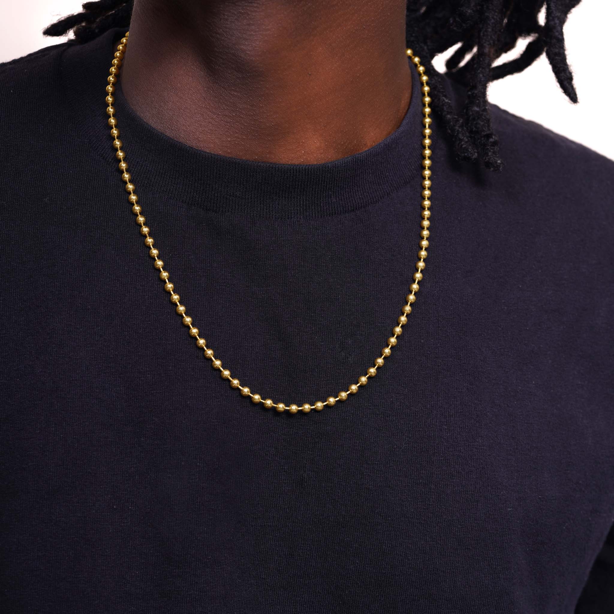 Men's High Polish Gold Bead Chain