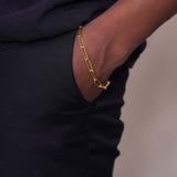 Men's Solid Paper Clip Gold Bracelet
