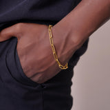 Men's Solid Paper Clip Gold Bracelet