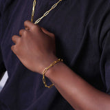 Men's Solid Paper Clip Gold Bracelet