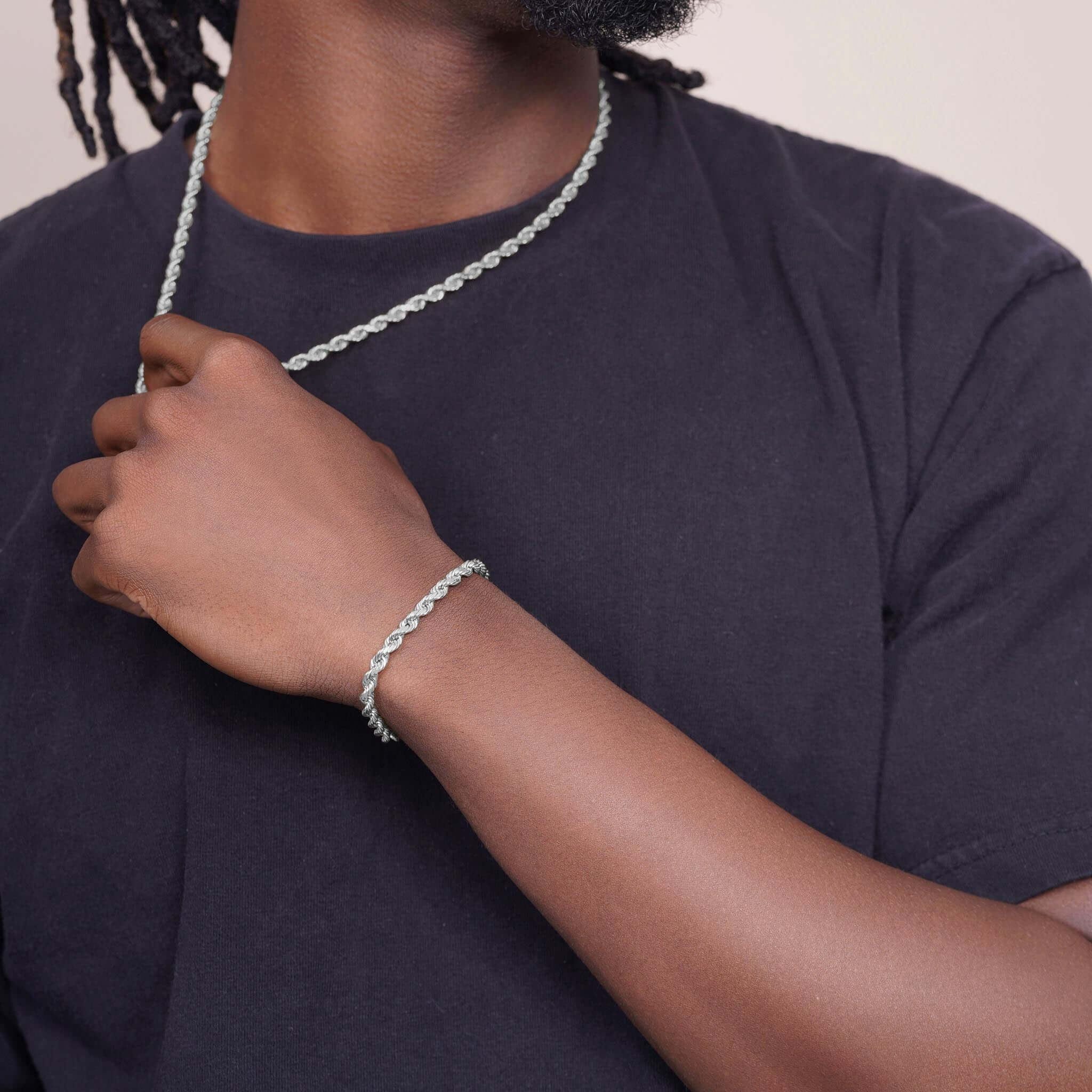 Men's Sterling Silver Rope Bracelet – Barkev's
