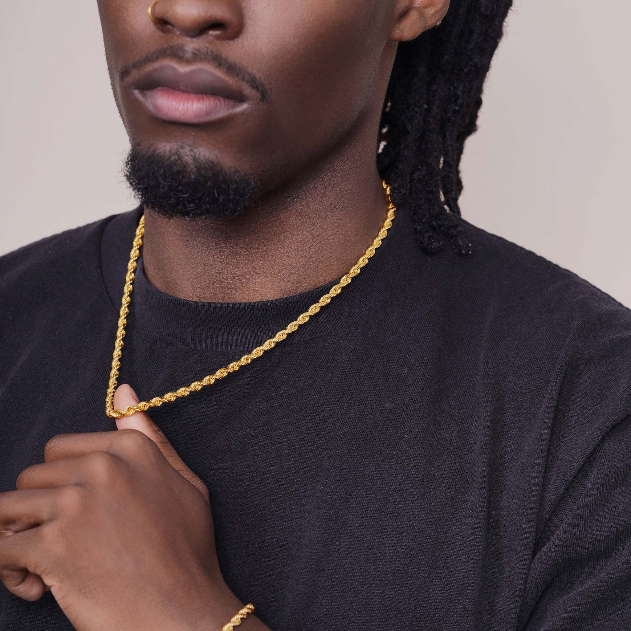 Men's Diamond Cut Rope Gold Chain