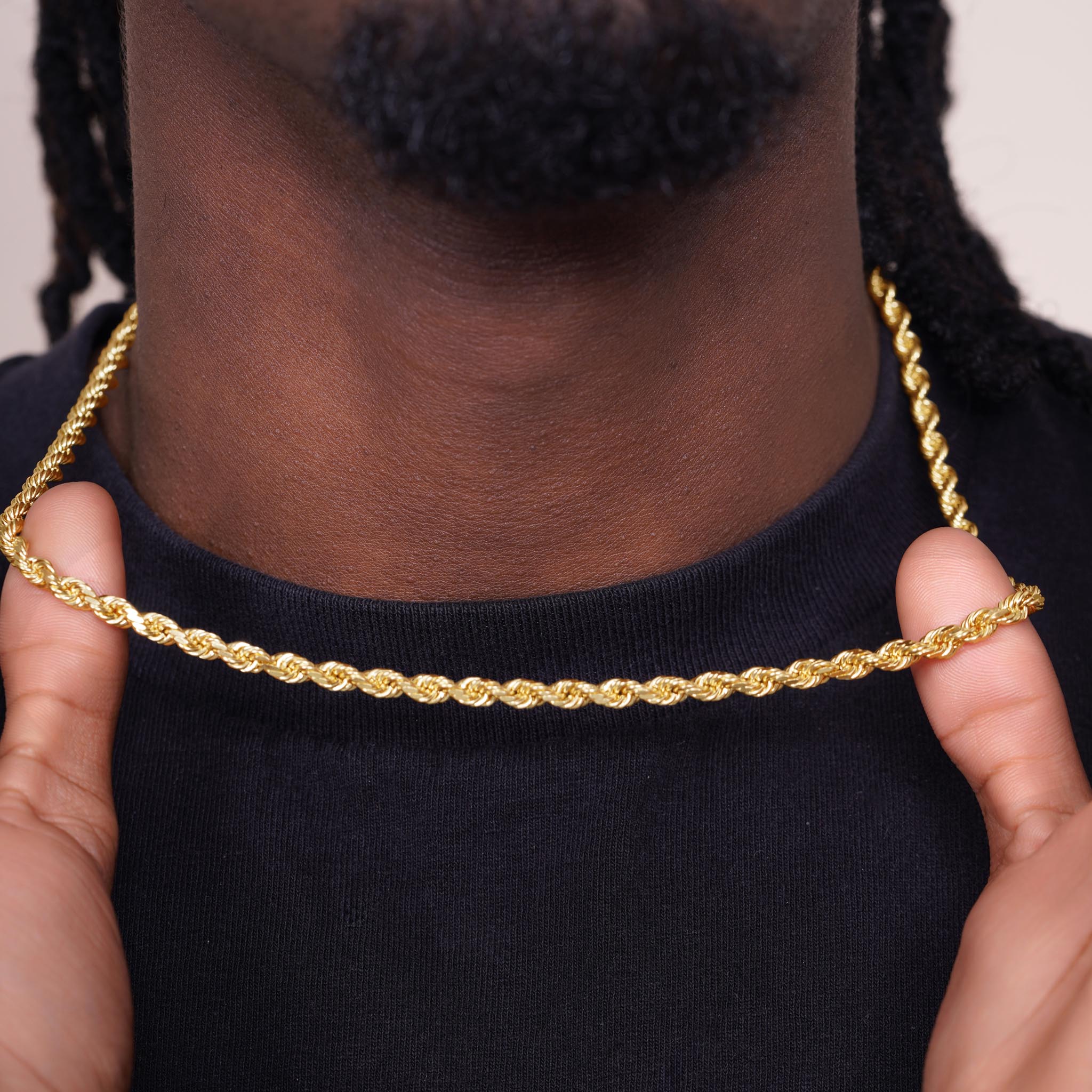 Men's Diamond Cut Rope Gold Chain